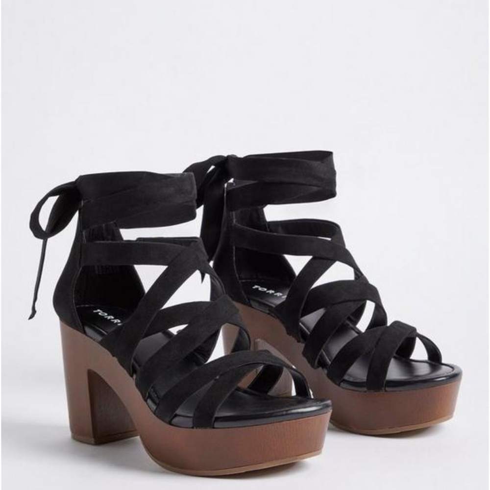 Torrid Ankle Wrap Wood Block Heel (WW)